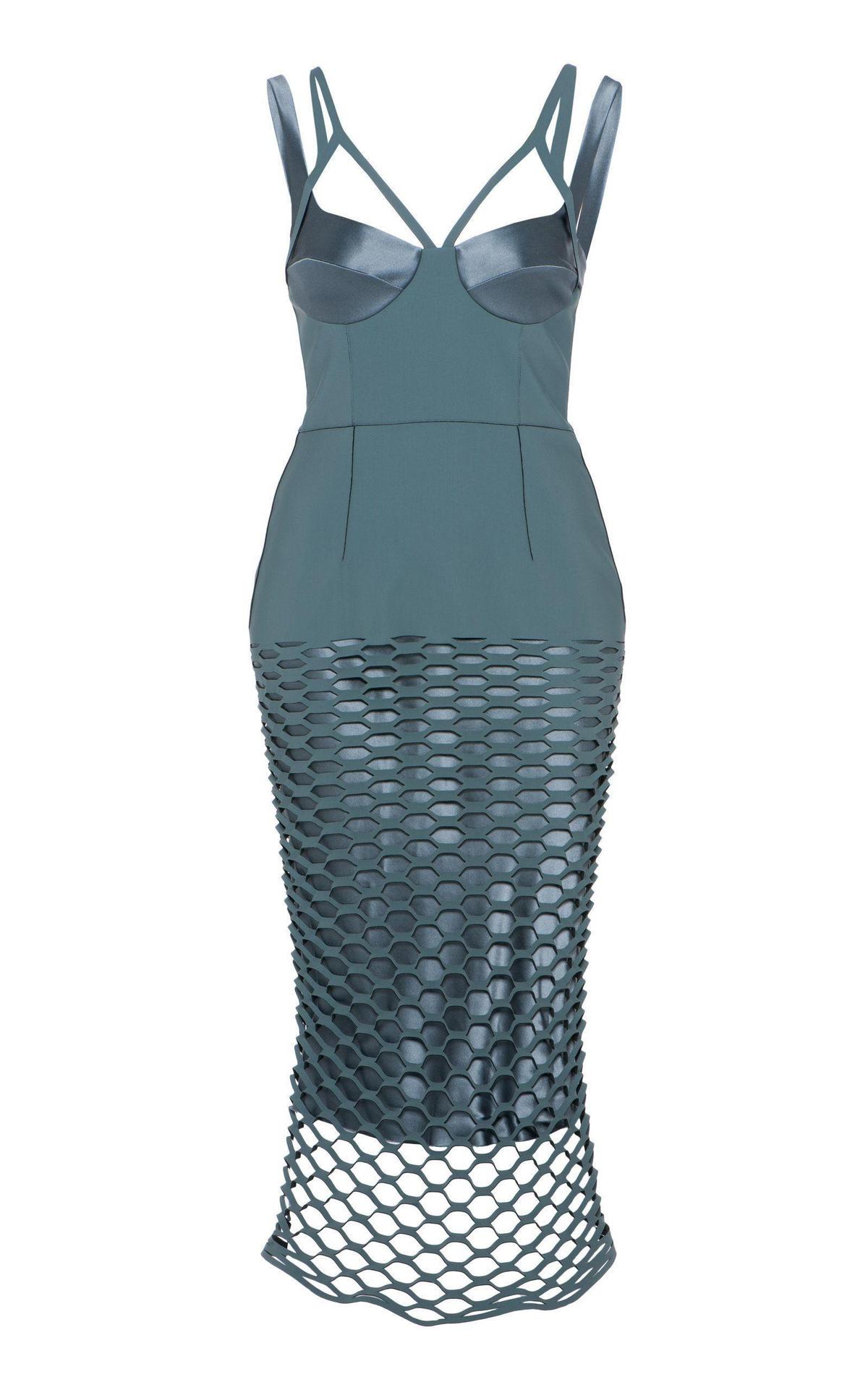 Dion Lee Honeycomb Perforated Dress Blue Size 8 photo 2