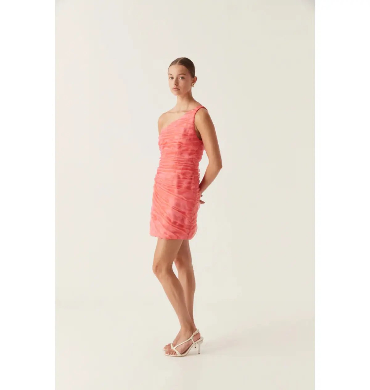 Aje Iridescent Mercury Mini Dress in Coral Size AU 8 photo 2