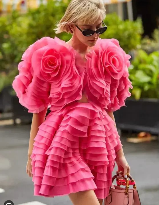 Aje Amour Ruffle Mini Dress Pink Size 10 photo 5