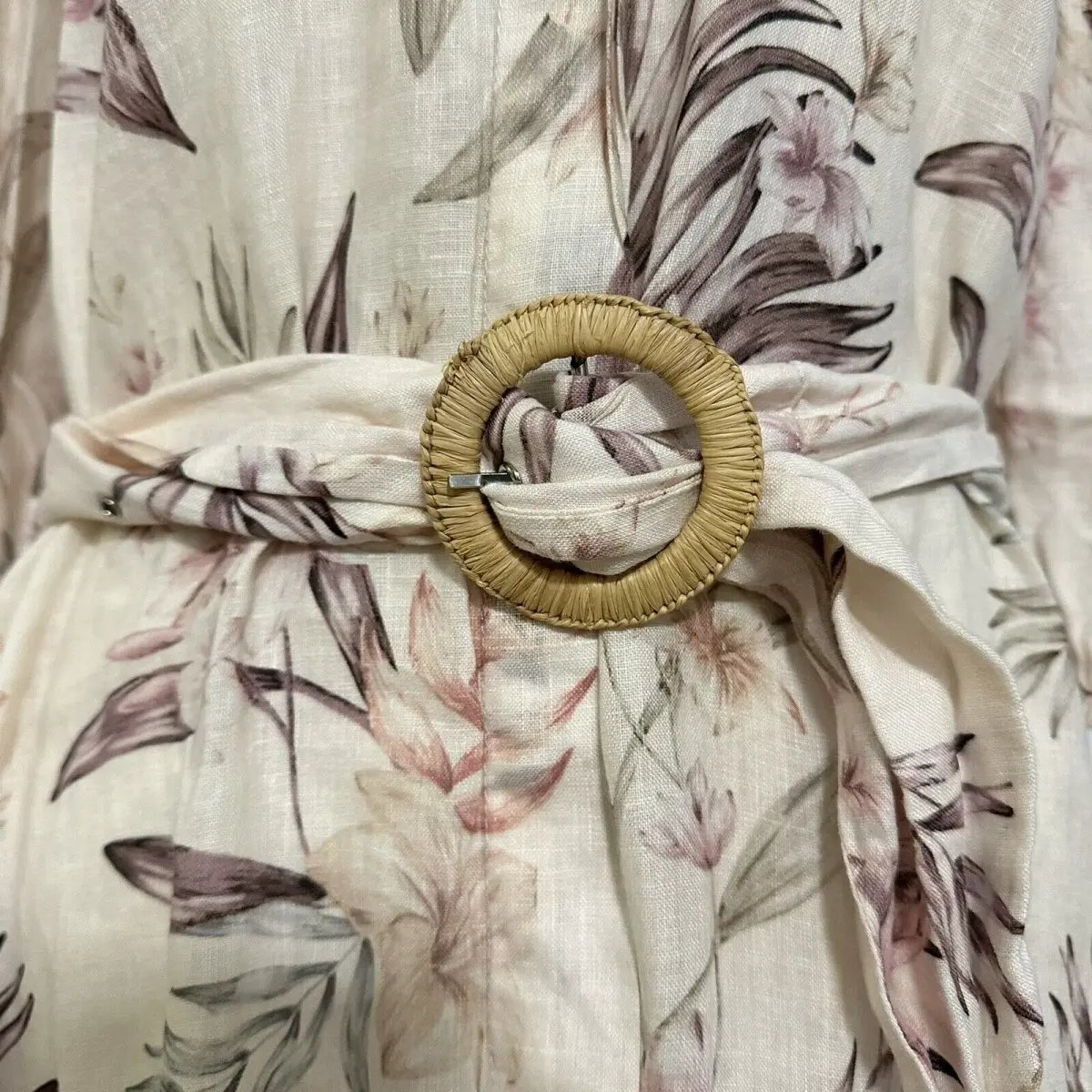 Zimmermann Wayfarer Puff Sleeve Linen Day Tea Shirt Dress Cream Floral Size 2 / AU 12 photo 5