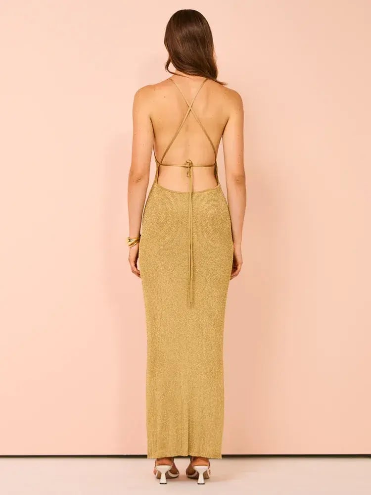 Camilla and Marc Nox Metallic Knit Dress in Gold  Size 10 photo 2