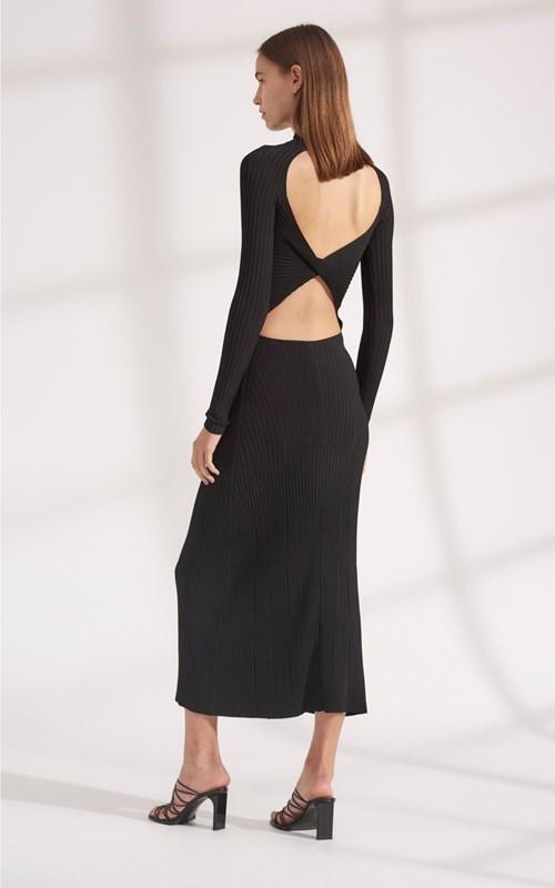 Dion Lee STRIPE RIB TWIST DRESS Black Size 8 photo 2