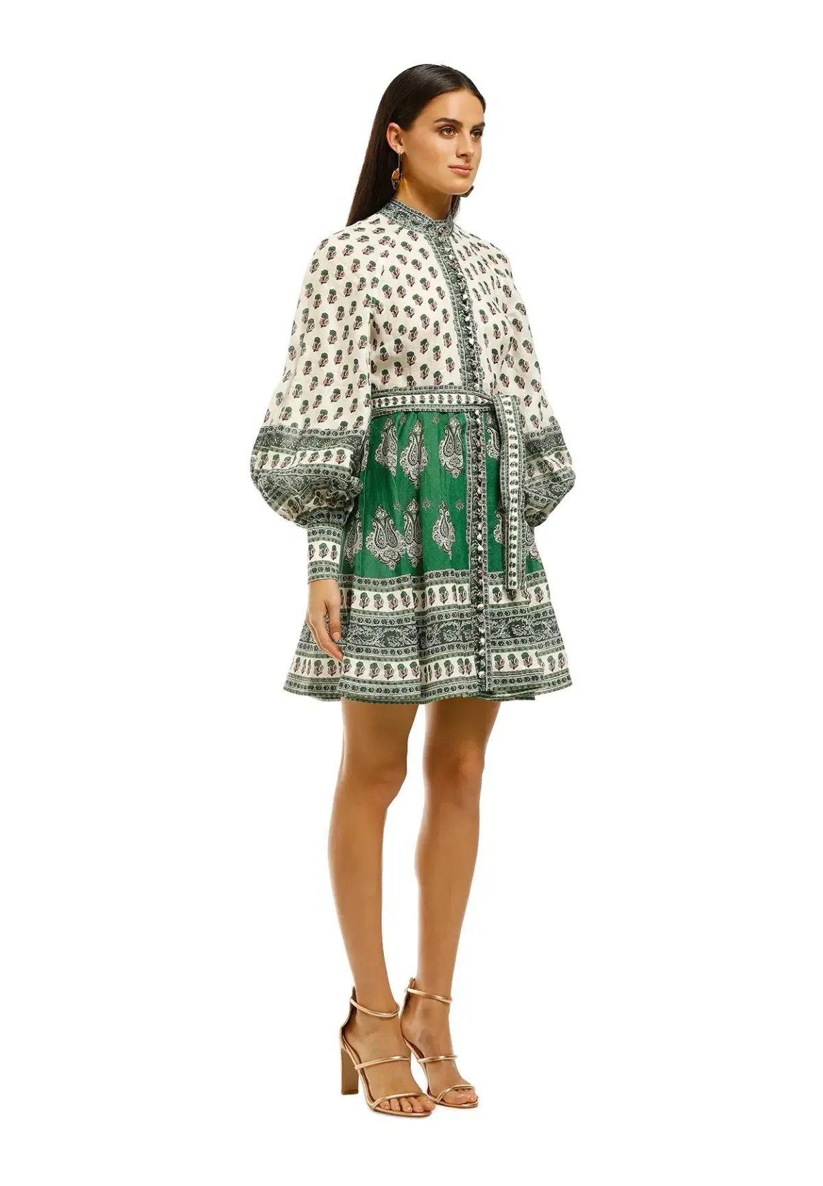 Zimmermann Amari Buttoned Dress Emerald Print Size 10 photo 2