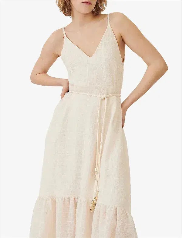Maje Rolio Strappy Woven Maxi Dress Ecru Cream Size 34 / AU 6 photo 4