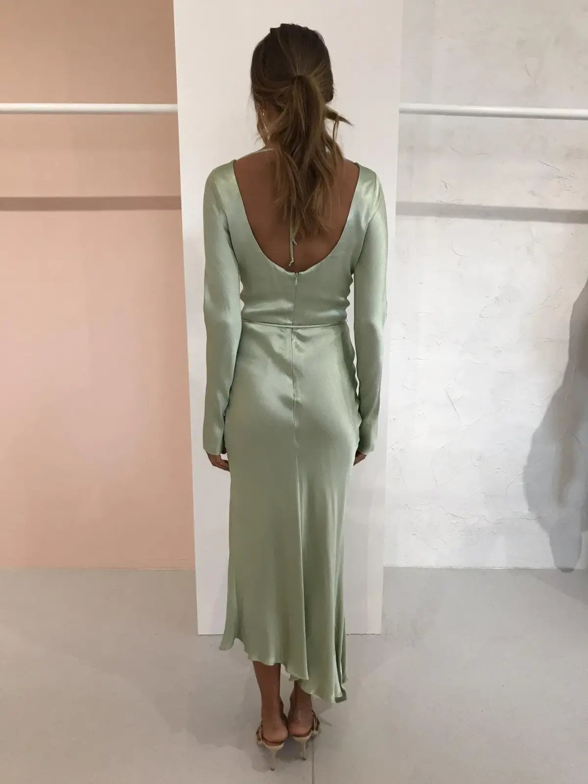 Bec & Bridge Crest Long Sleeve Midi Dress Peppermint Green Size AU 8 photo 4