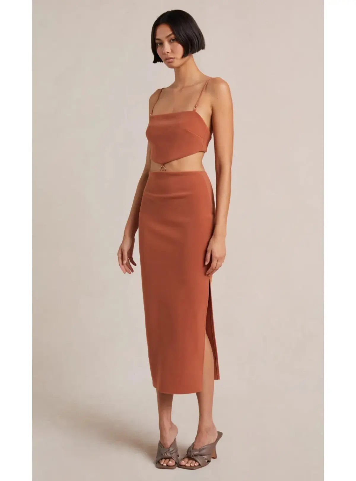 Bec & Bridge Alba Cut Out Midi Dress Terracotta  Size AU 8 photo 2