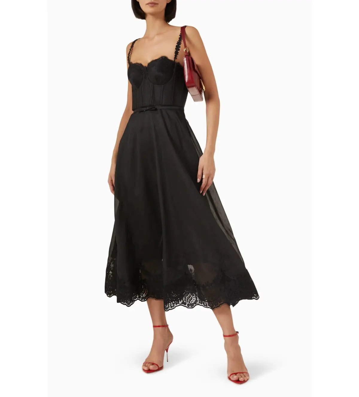 Zimmermann Hypnotic Lace Trim Gown Black Size 1 AU 10 photo 2