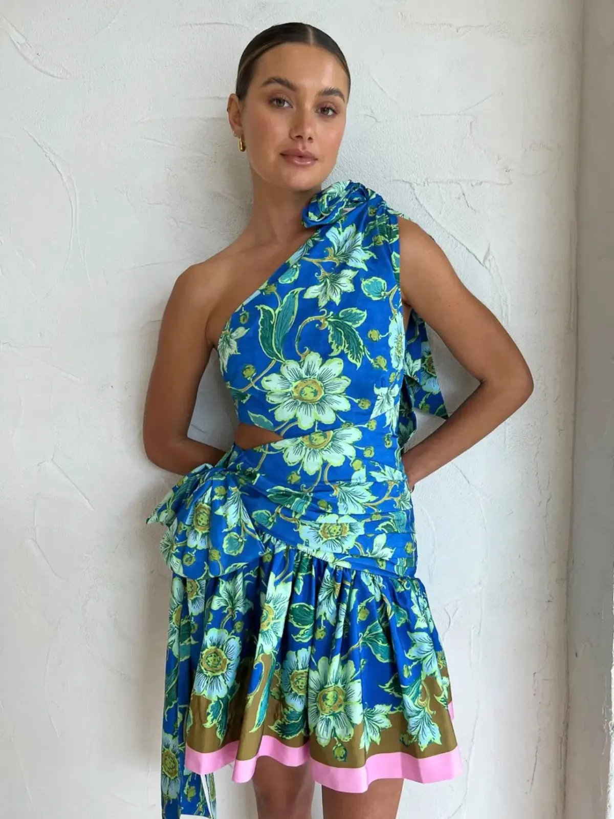 Alemais Winnie One Shoulder Mini Dress Print Size 6 photo 2