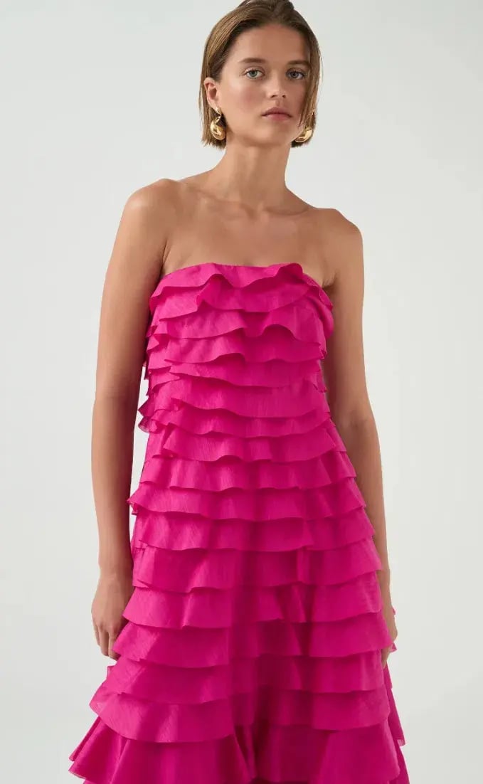 AJE Fleur Pleated Gown Maxi Magenta Size AU 10 photo 3