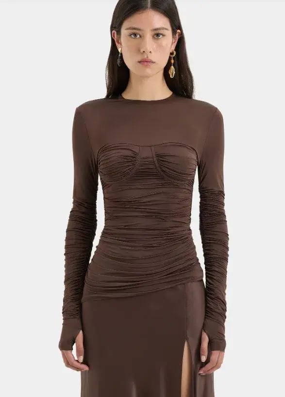 SIR Alessia Draped Gown Maxi Brown Size AU 10 photo 2