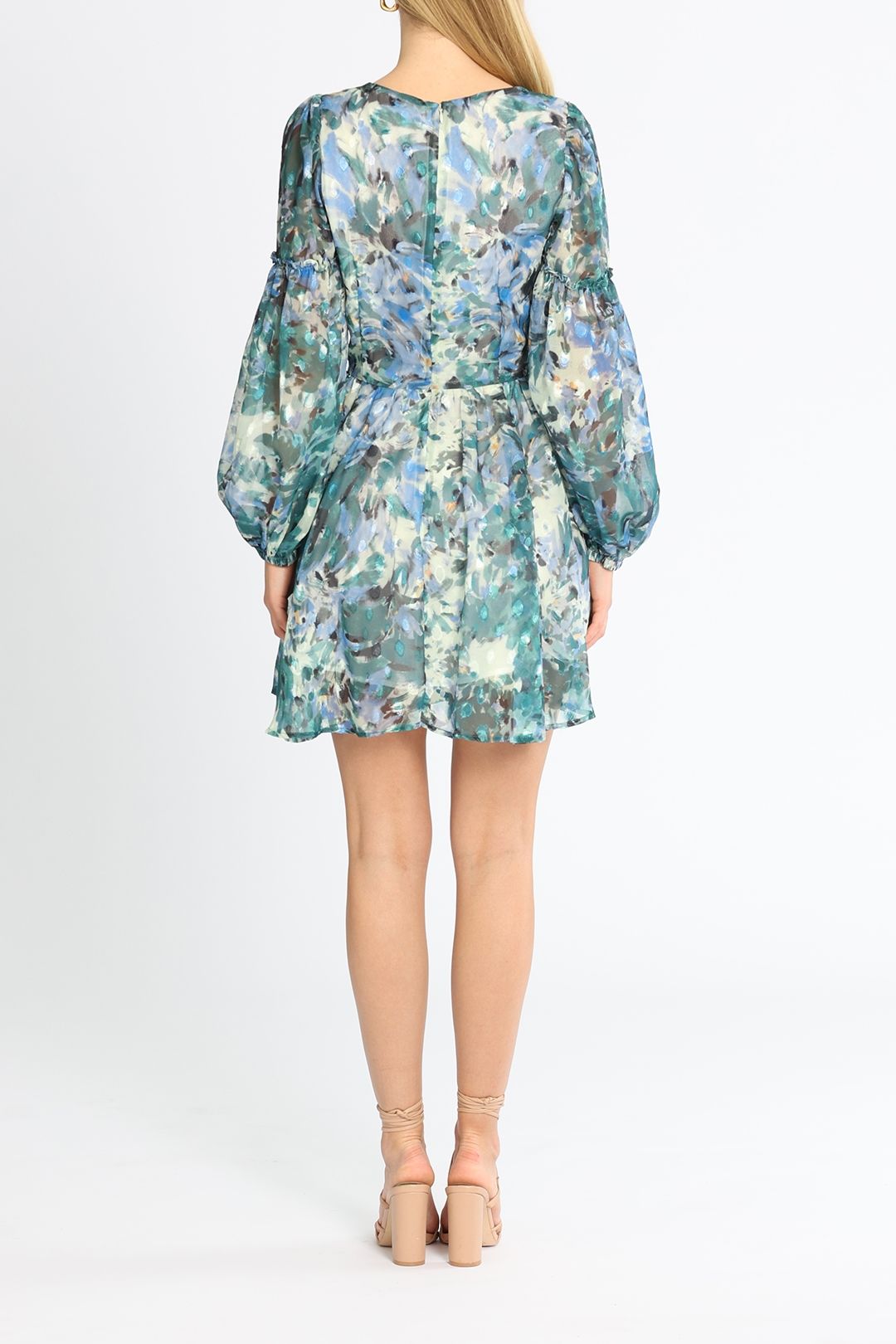 Mini Balloon Sleeve Dress - Blue photo 2