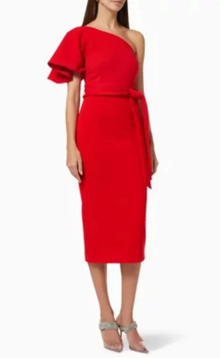Mossman Release Me Midi Dress -  AU 12 - Red One Shoulder - New with Tags photo 4