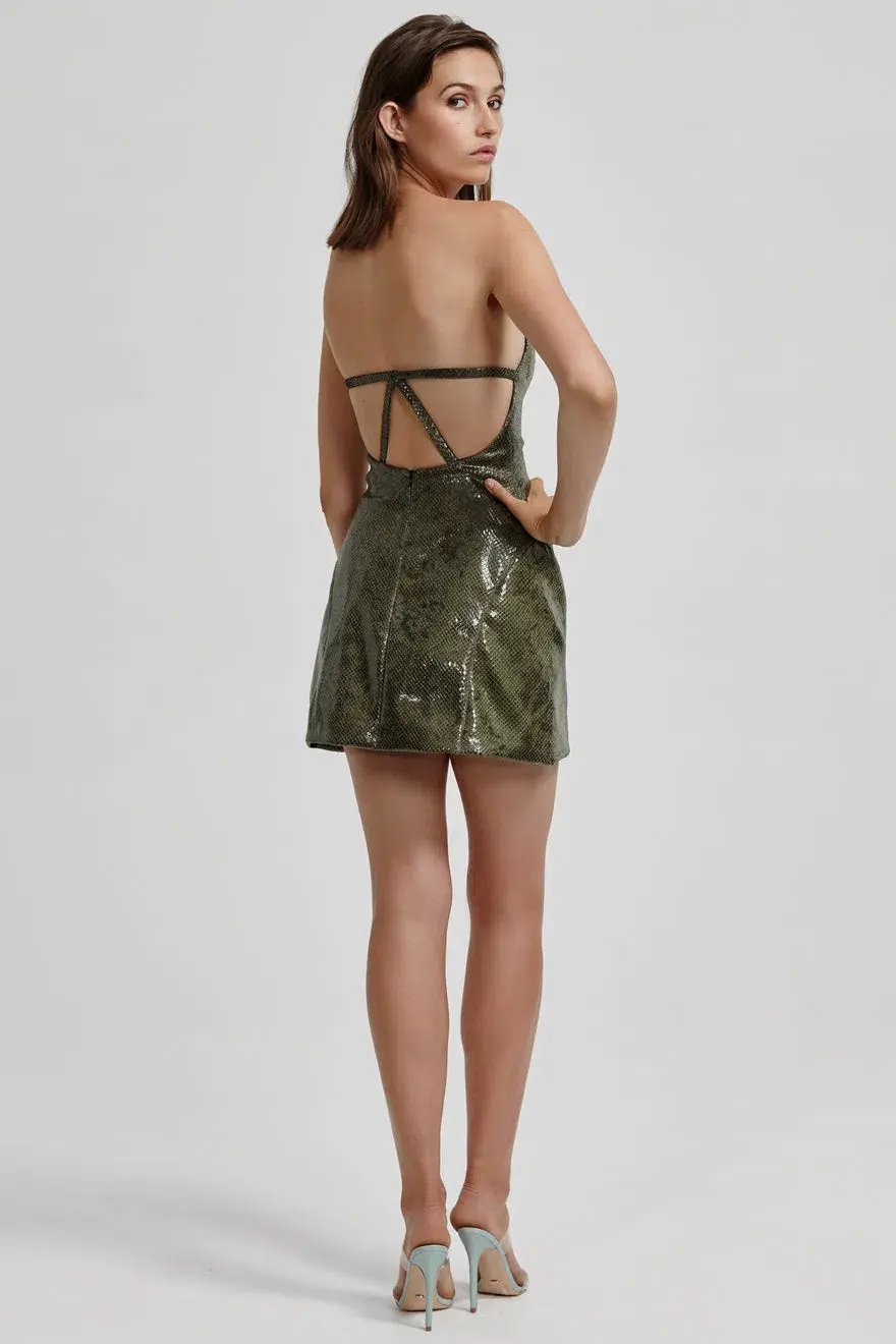 Lexi Lupita Snakeskin Dress Green Size S/Au 8 photo 2