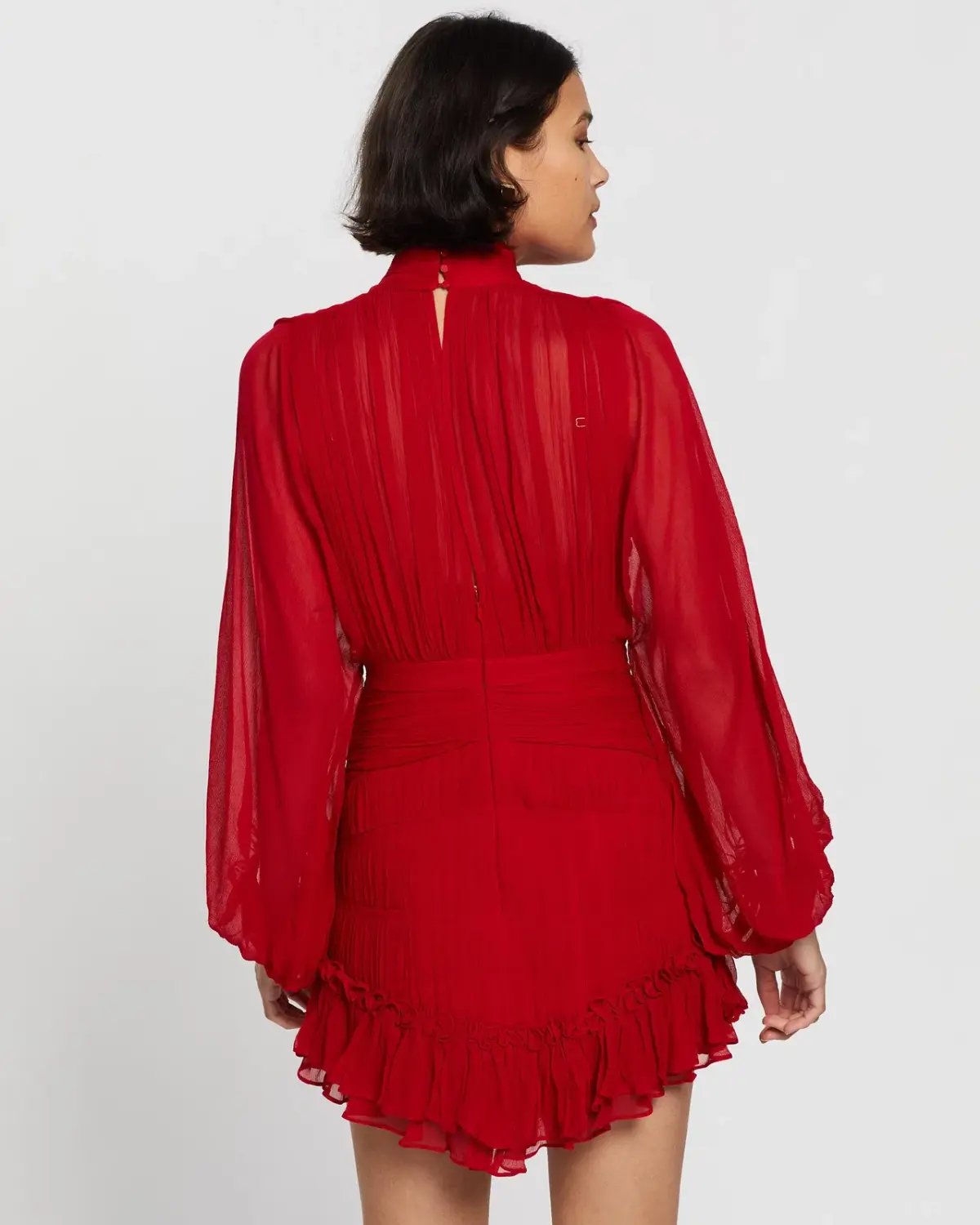 Shona Joy Clemence Long Sleeve Mini Dress in Red Size 6 photo 3