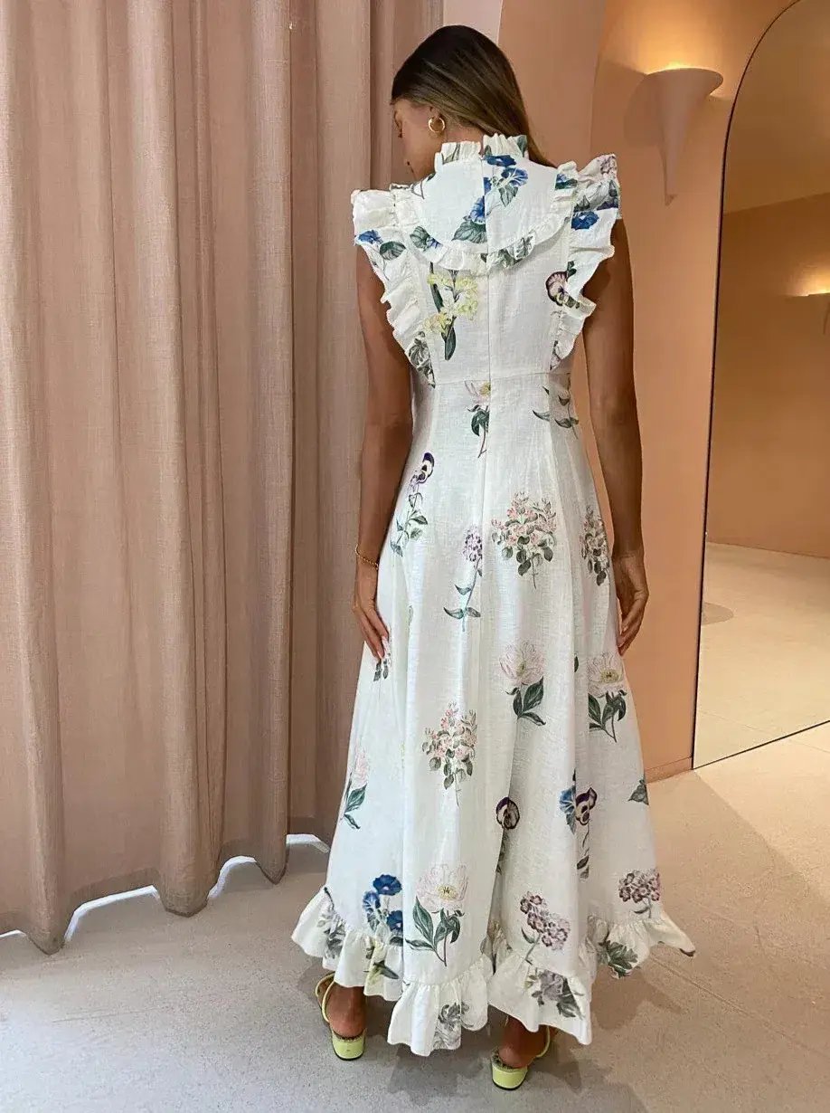 Alemais Jules Floral Midi Dress Antique Print Size 8 photo 3