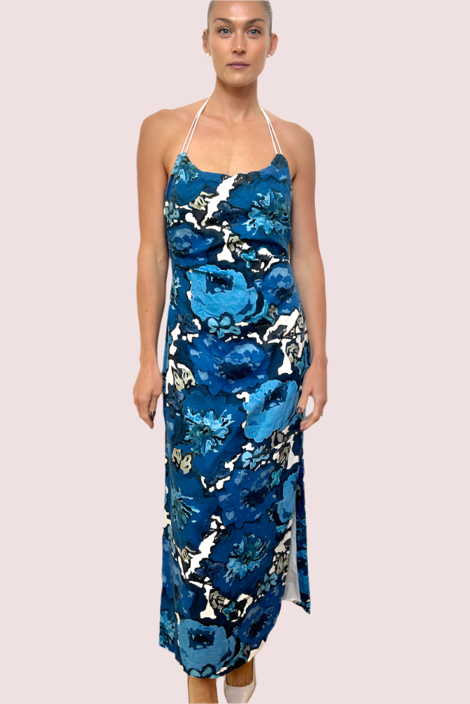 Sir The Label Camellia Midi Dress Blue photo 3