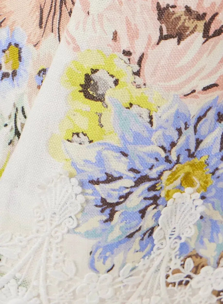 Zimmermann Appliqué Picnic Dress Blue Floral Size 1/Au 10 photo 8