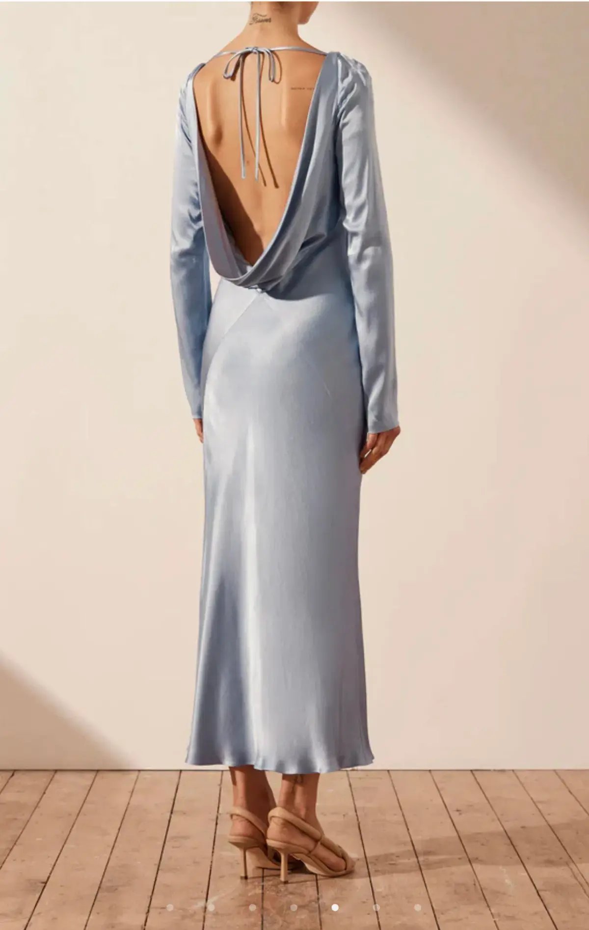 Shona Joy Angelica Long Sleeve Backless Midi Dress Powder Blue Size 6 photo 2
