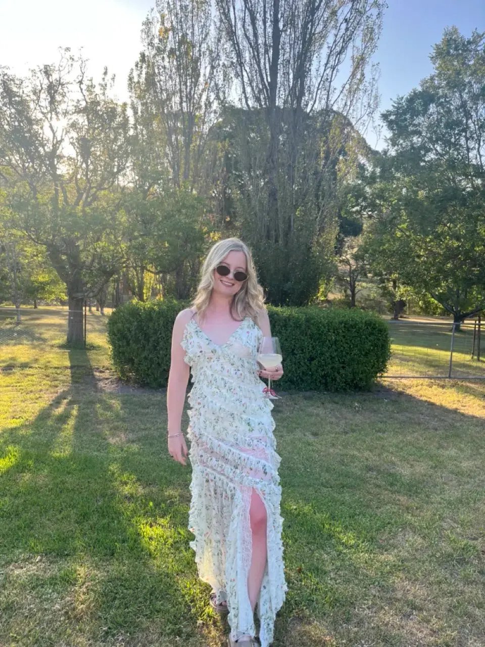 Alice + Olivia Sondra Ruffled Maxi Dress Floral Size AU 10 photo 5