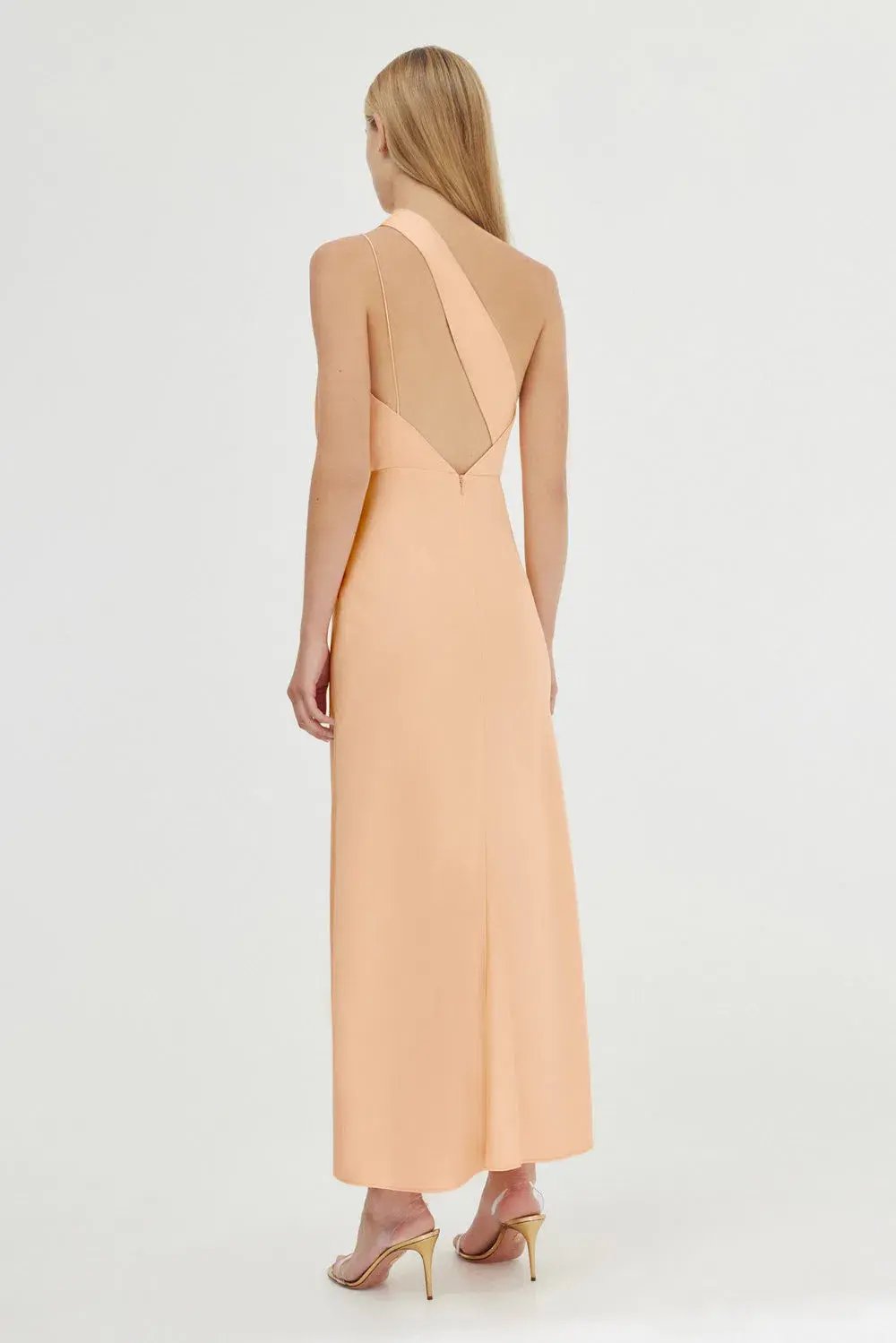 Significant Other Alessia One Shoulder Midi Dress Peach Sherbet Size 8 photo 3