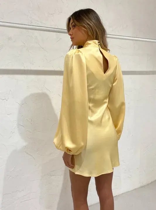 Acler Lindhurst Mini Dress Lemon Yellow Size 10 photo 3