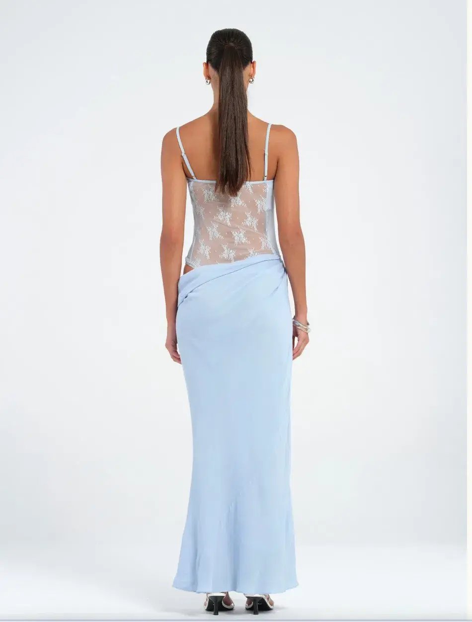 Benni Akio Maxi Dress Blue Size 8 photo 3