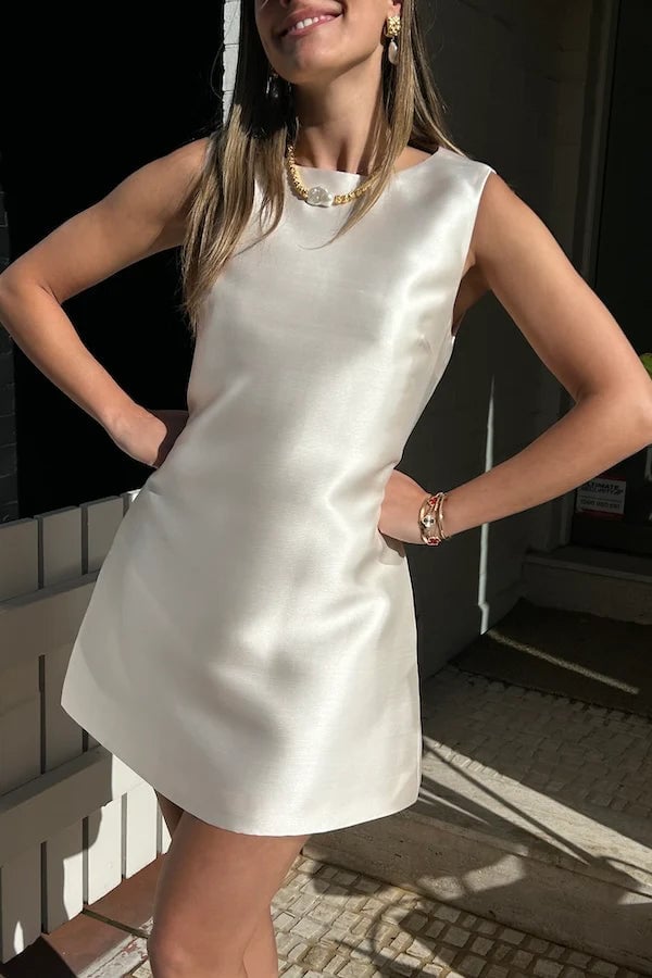 ODD MUSE THE ULTIMATE MUSE SATIN SHIFT DRESS - IVORY photo 4