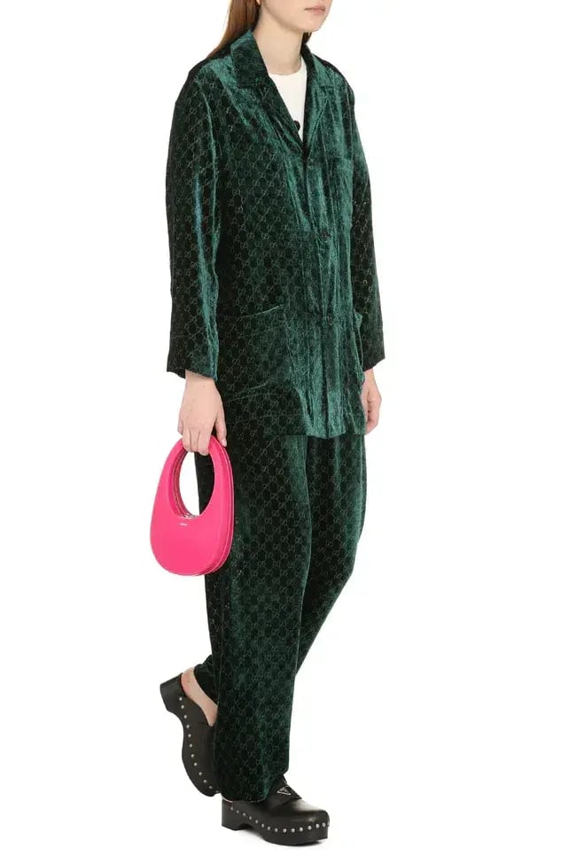 Gucci Velvet GG Monogram Set Shirt and Pants Size 6/XXS photo 2