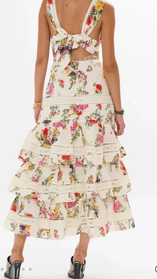 Camilla Tiered Ruffle Hem Dress Egyptian Rose Size M (12) photo 2