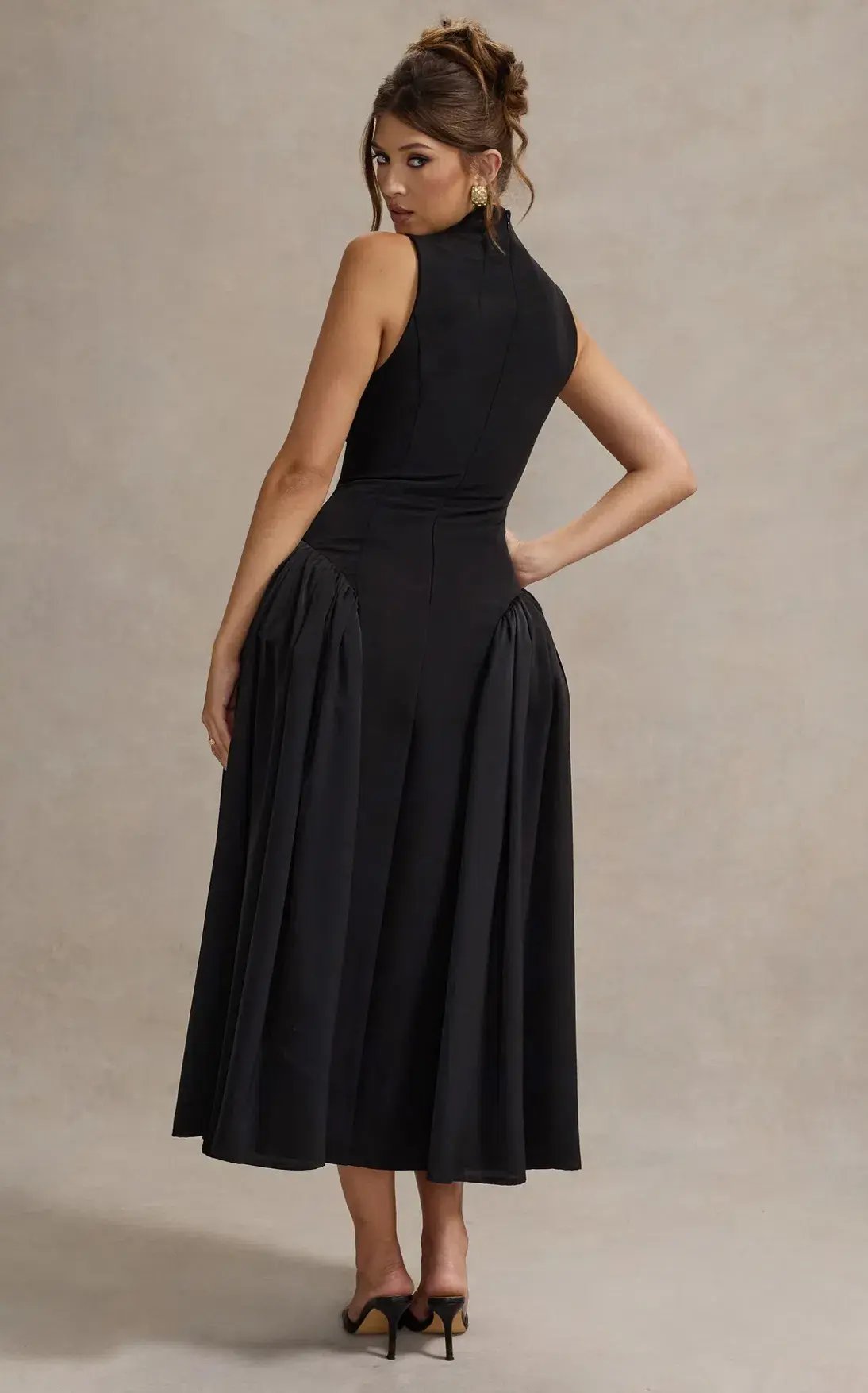 Club L London Napoli High Neck Midi Dress Black Size 10 photo 3