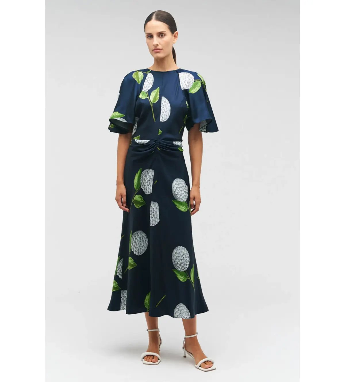 Oroton Snowdrop Print Midi Dress North Sea Size 14 photo 2