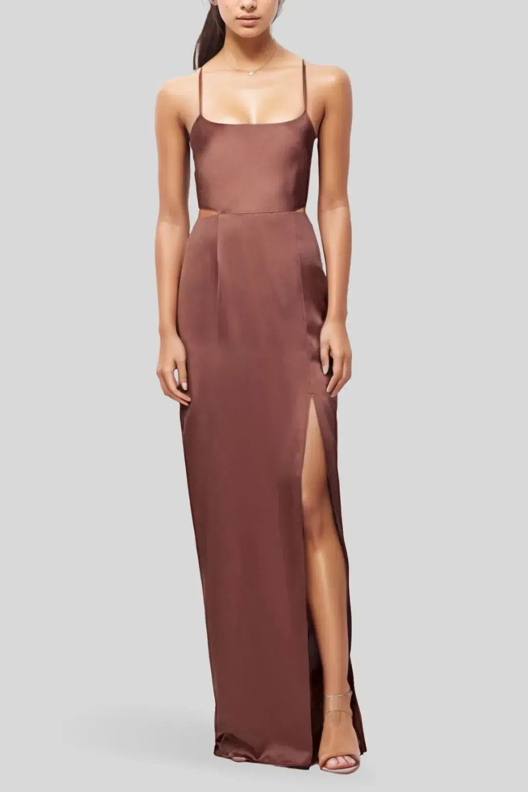 Nookie Stella Cut Out Gown in Mocha Brown Size 8 photo 3