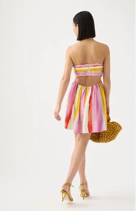 Aje Liza Ruched Baby Doll Dress Multi Size 10 photo 2