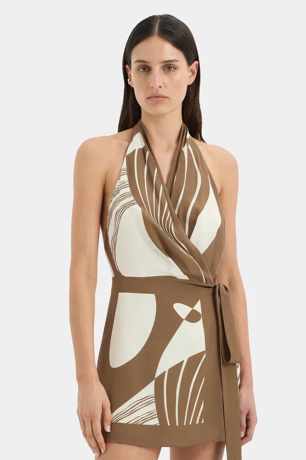 ALMARA WRAP HALTER MINI DRESS / SIZE 8 photo 3