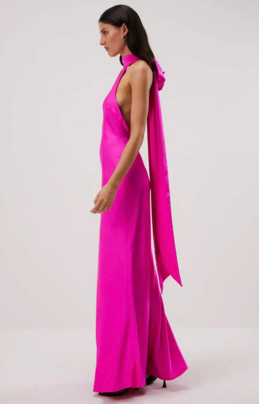 Misha Collection Evianna Satin Dress Hot Pink Size 8/S photo 2