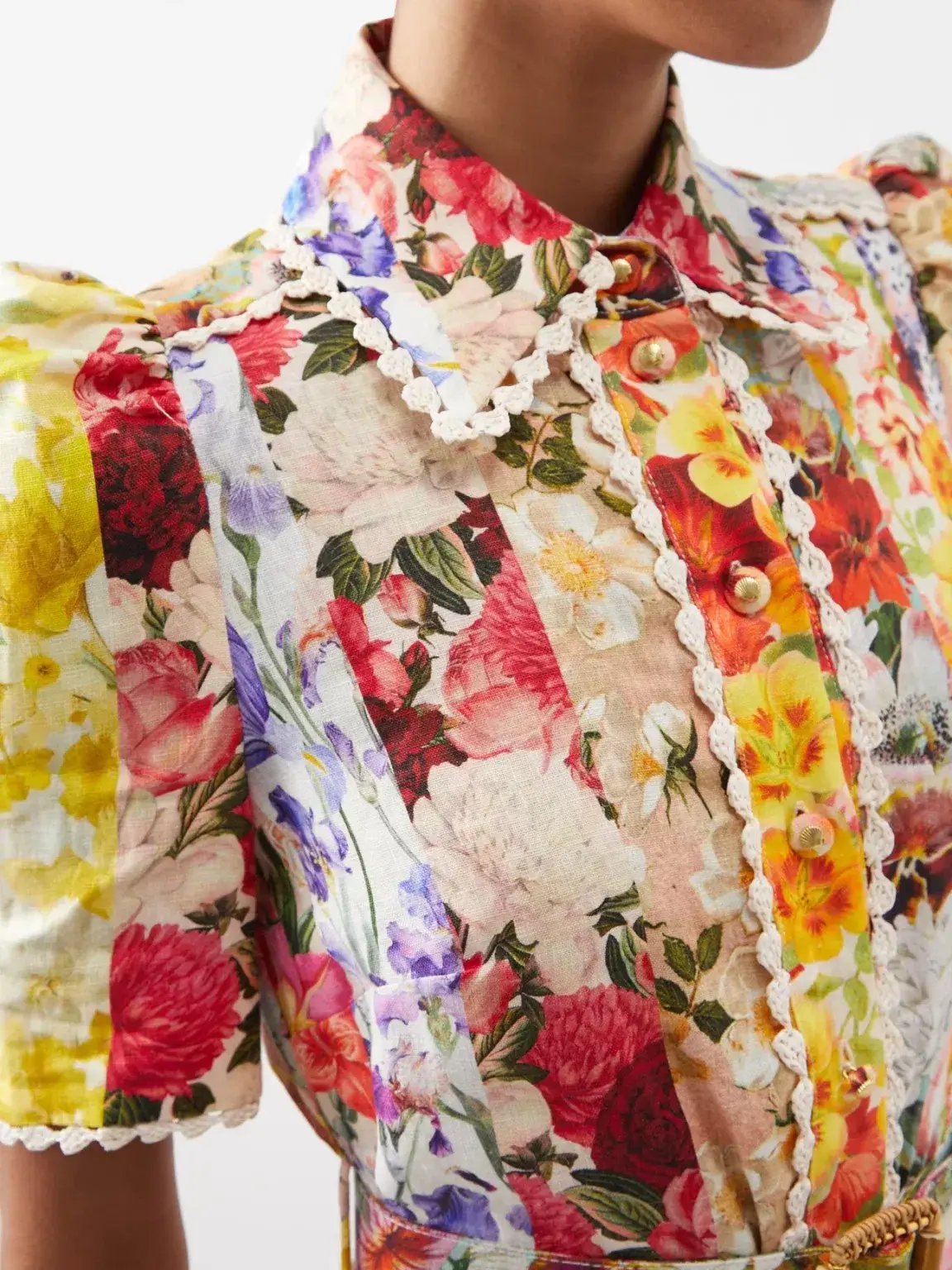 Zimmermann Wonderland Floral Shirt Dress  in Spliced Stripe Floral Size 2/Au 12 photo 2