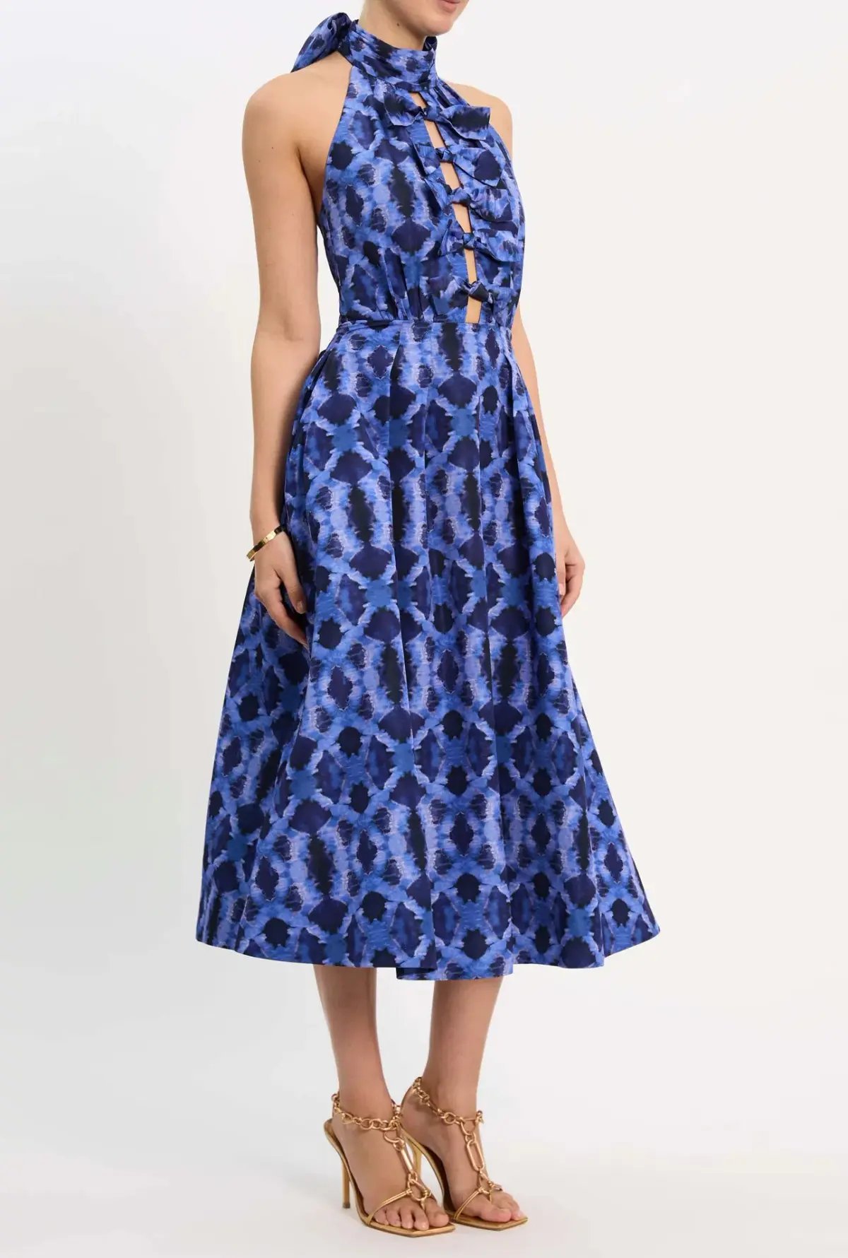 Rebecca Vallance Shiloh Halter Midi Dress Blue Size 10 photo 4
