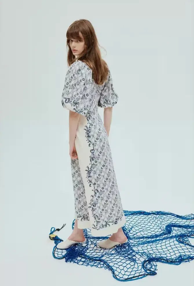 Alemais Airlie Midi Dress White/Blue Floral Size 10 photo 2