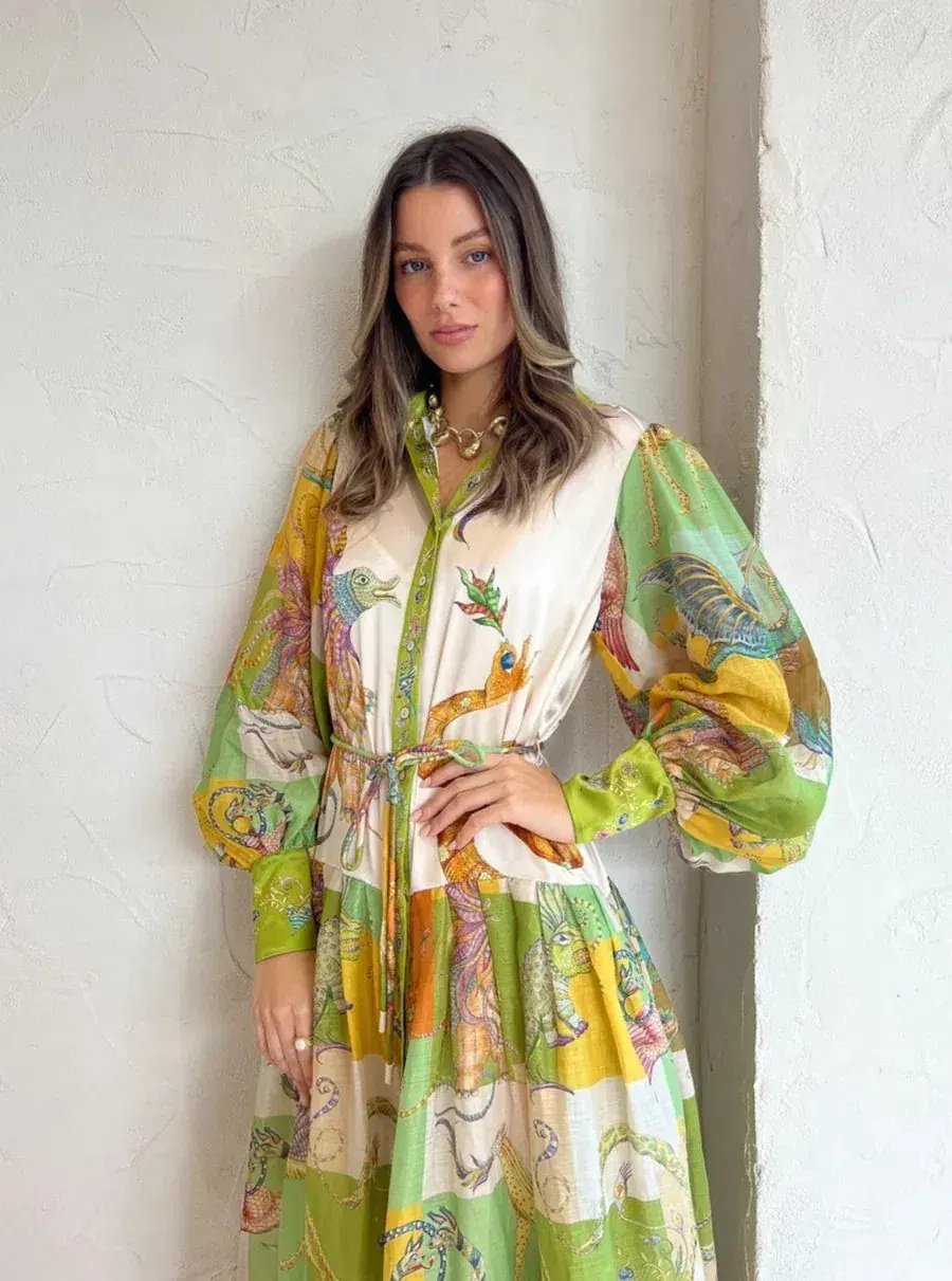 Alemais Jerome Silk Shirtdress Multi Size AU 10 photo 3