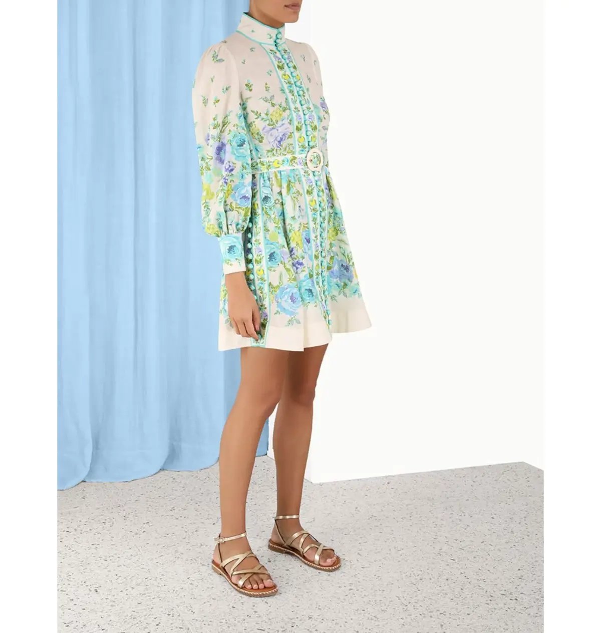 Zimmermann Raie Buttoned Mini Dress Floral Size 3 / AU 14 photo 2