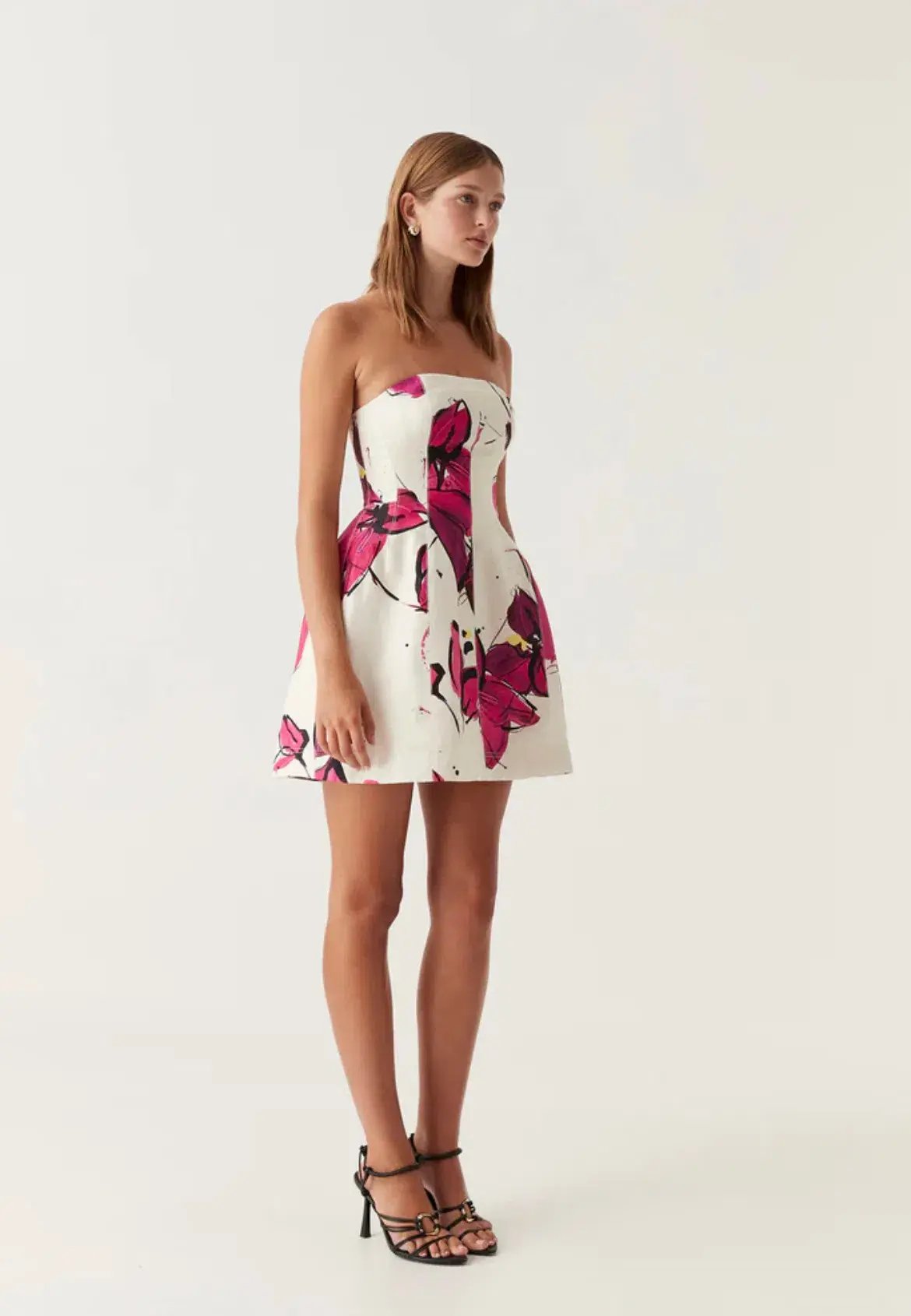 Aje Baret Strapless Mini Dress Floral Size 10 photo 2
