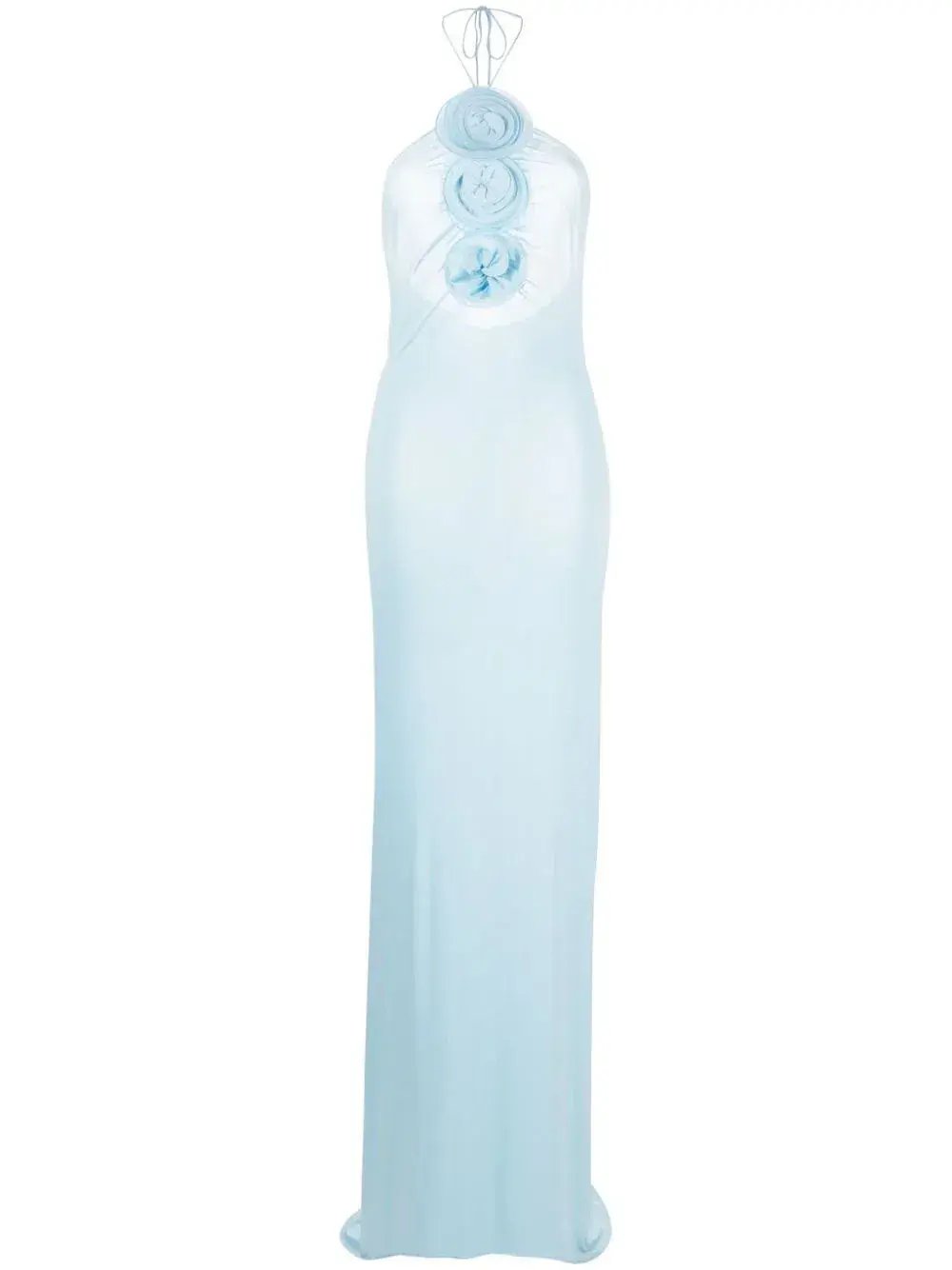 Magda Butrym Floral Appliqué Halterneck Maxi Blue Size AU 6 photo 7