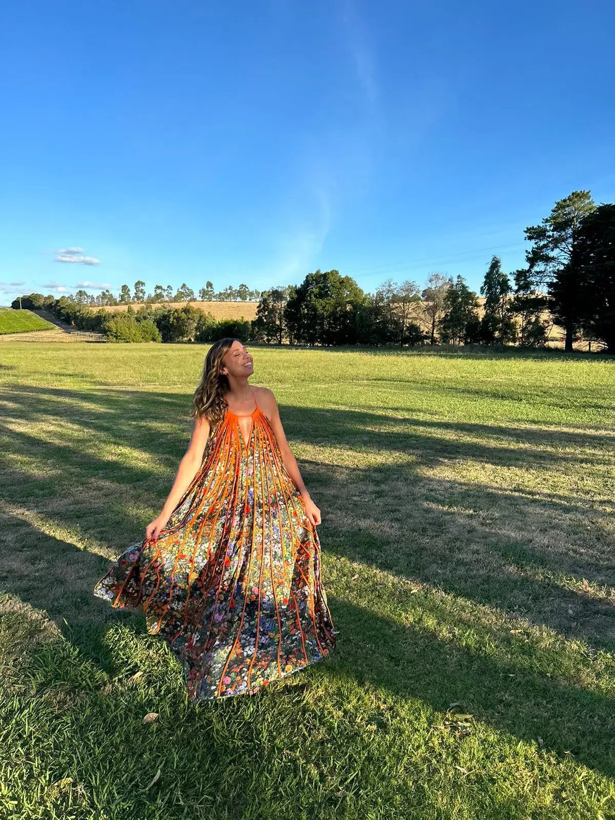 Stella McCartney Klara Floral Pleated Silk Maxi Dress Multi Size 8 photo 4