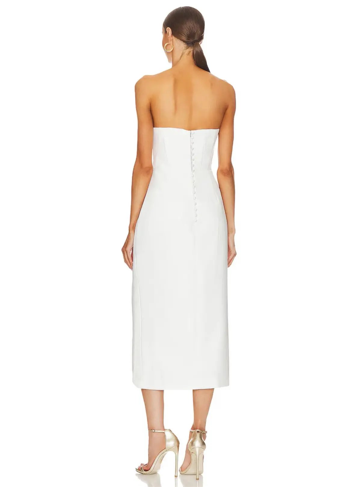 Elliatt Agatha Midi Dress in Ivory White Size 12 photo 2