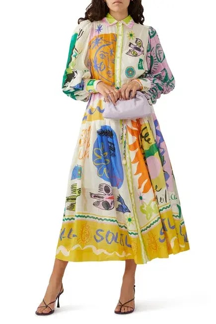 Alemais Soleil Patchwork Shirt Dress Multi Print Size AU 10 photo 2