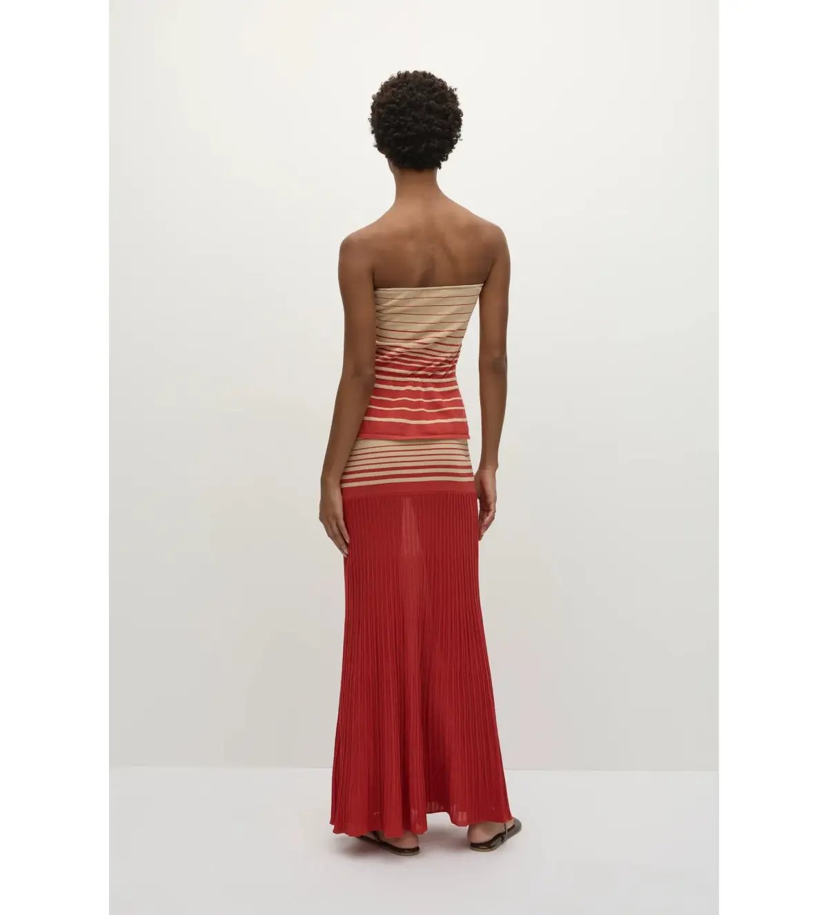 Faithfull the Brand Casia Top Citara Skirt Set in Accordion Stripe Amber Fawn Size 8 photo 3
