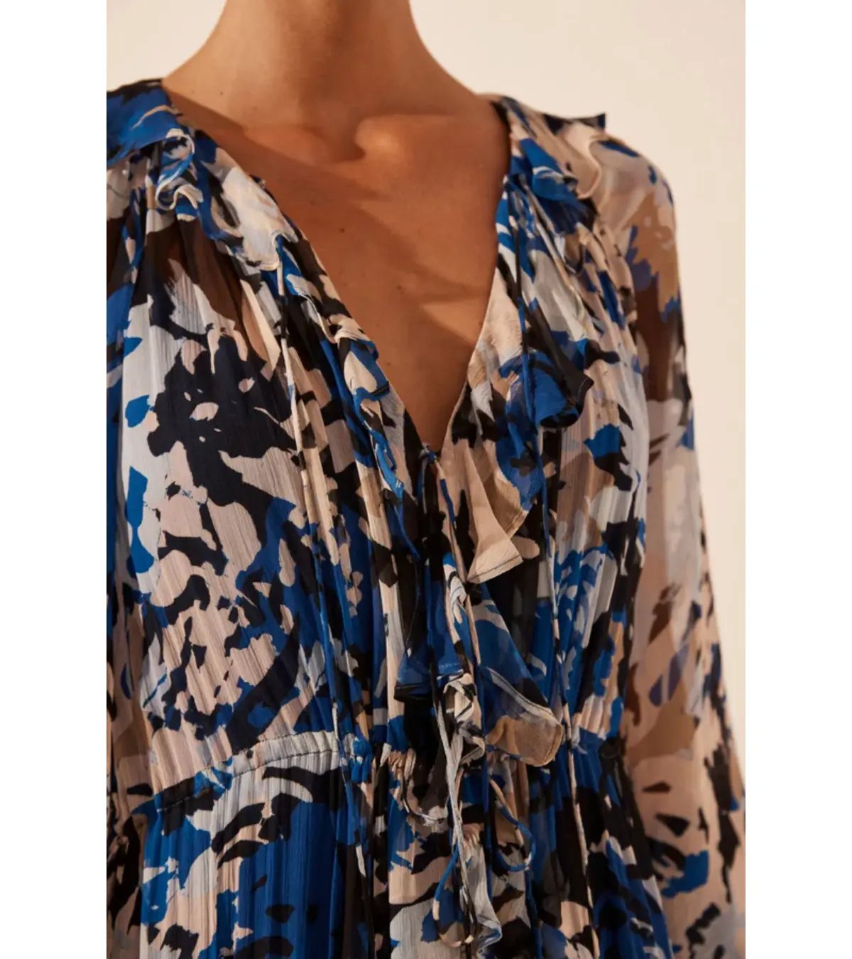 Shona Joy Olea Drawstring Ruffle Maxi Dress Print Size AU 16 photo 3
