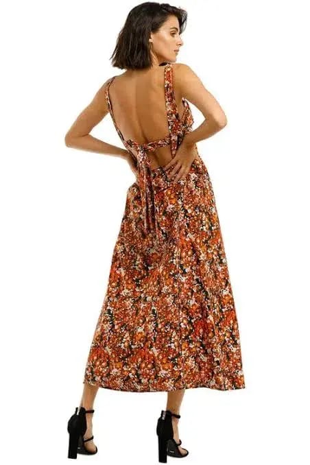 Camilla and Marc Asterid Midi Print Dress Orange Size AU 6 photo 2