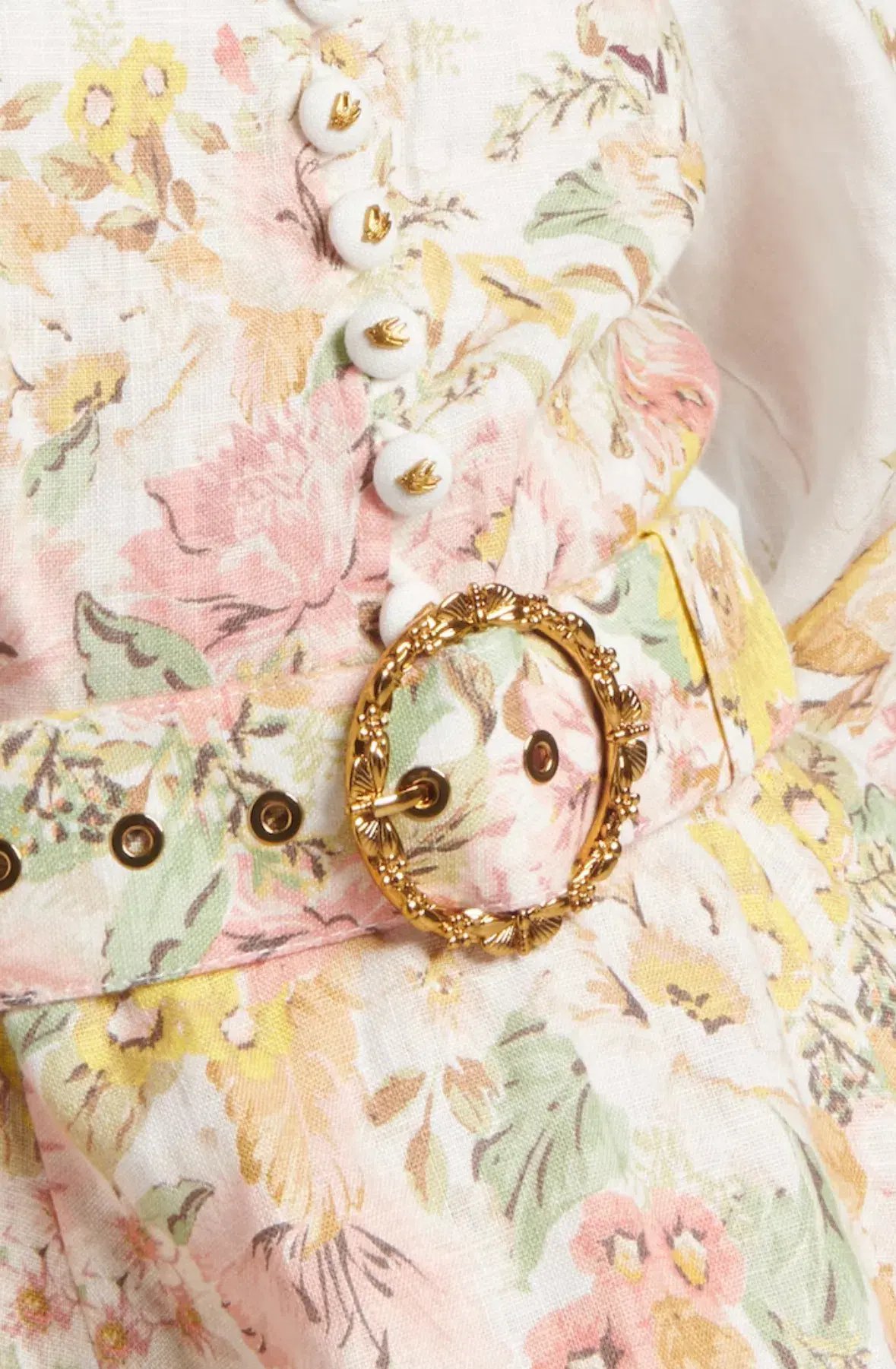 Zimmermann Matchmaker Buttoned Mini Dress Ivory/Coral Floral Size 0 / AU 8 photo 4