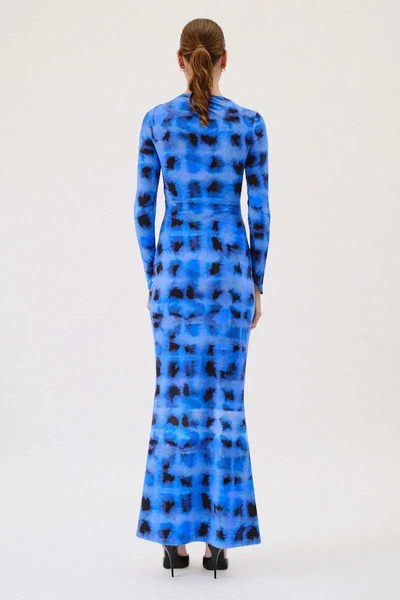 Suboo Shibori Long Sleeve Ruched Maxi Dress Blue Size M (AU 10) photo 2